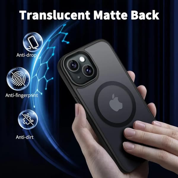 Nyt Kompatibelt med iPhone 15 Mat Sort Magsafe Cover