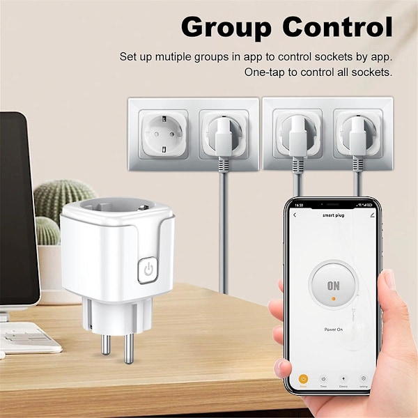 WiFi Smart Plug 20A EU Smart Socket med strömövervakning Timing Smart Life Support för Alexa Home Yandex