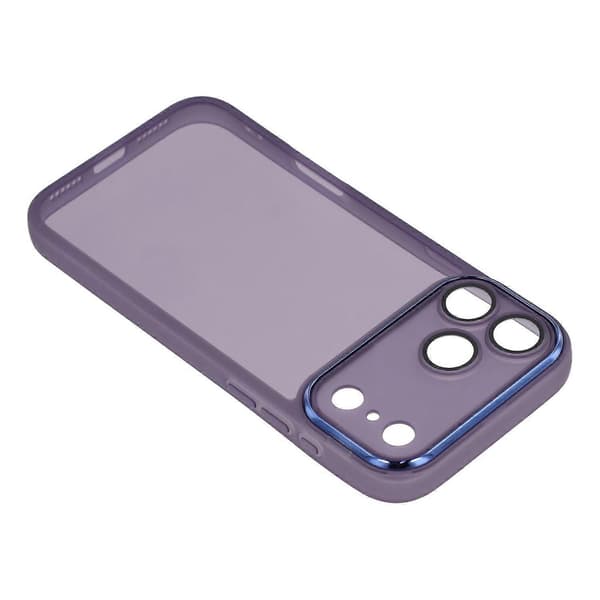 Compatible with iPhone 17 Pro Max Case Electroplated Camera Frame TPU Phone Cover Transparent Transparent Purple