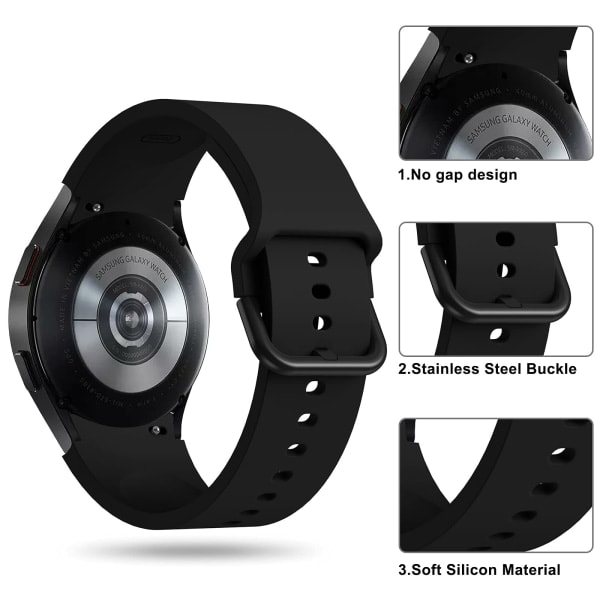 Laadukas uusi Paris-tyylinen Kompatibel med Samsung Galaxy Watch 4 -ranneke 40mm/44mm, Galaxy Watch 5/Watch 5 Pro 45mm silikoniranneke