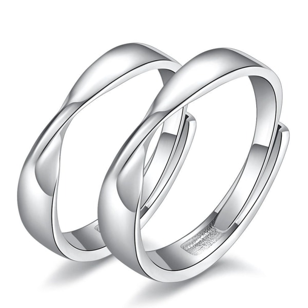 Partnerring 1 par ringar partnerringar vigselringar vigselförlovning (1 stycke), för kvinnor och män, silver justerbar storlek