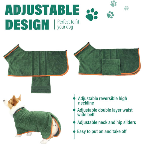 Dog Bath Towel Robe – Absorbent Microfiber Bathrobe for Dogs | Warm & Quick Drying 35–45 kgHusdjur
