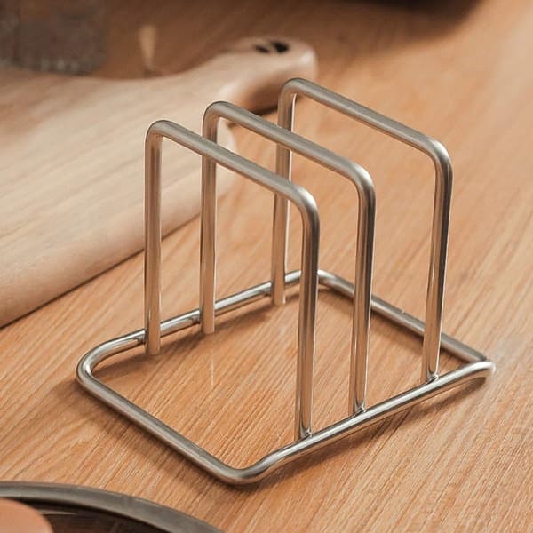 Stainless Steel Cutting Board Organizer, Compact with 2 Compartments, Extra Sturdy (Metal)