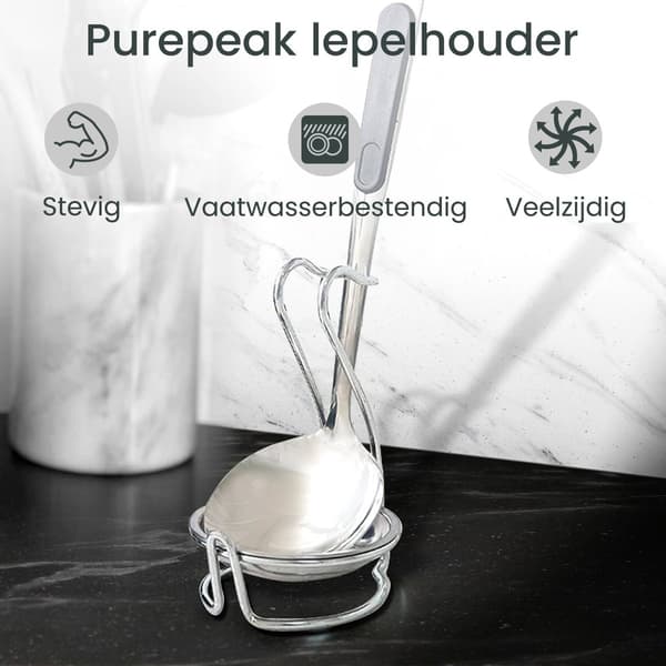 Spatelholder til Køkkenbord, 2-i-1 Design, Sort Zilver