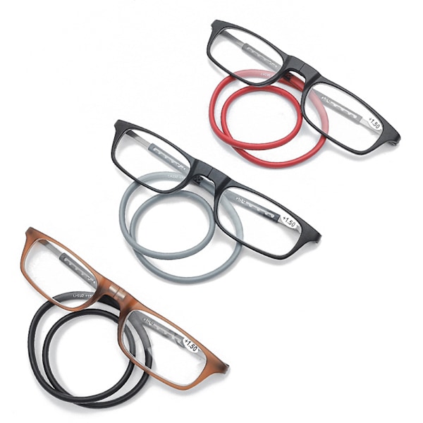 Magnetiska läsglasögon med senilsnöre UNISEX (+1.0-+3.5) Svart / Grå Svart / Grå Hög kvalitet (Påsk) Svart / Grå 2