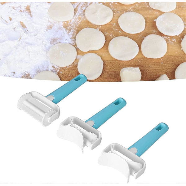 Deigrullekutter, 3 stk. sett DIY deigkutterrulle baketilbehør for wonton, kjeks, dumpling, kakebaking