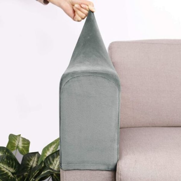 Förpackning med 2 soffa soffa armstödsöverdrag soffa stretch cover möbelskydd fåtölj armstöd cover (grå)