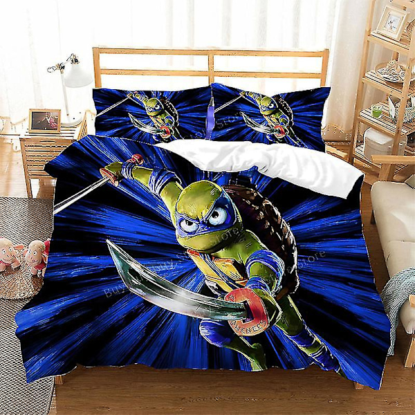 Laadukas uusi 2023 Teenage Mutant Ninja Turtles -uuden elokuvan sängynpeite tyynyliinasetti lasten animehuoneen sisustuspeite lahja T-05 T-05 EU Double-200x200cm