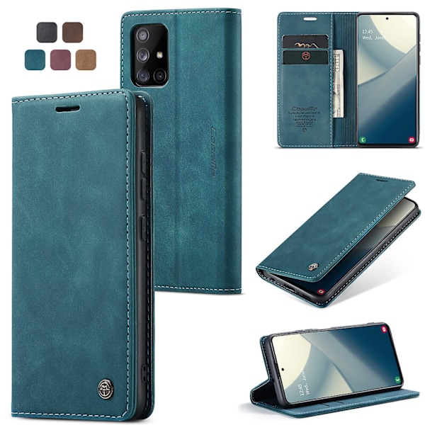 Laadukas uusi Samsung Galaxy A51 4g -kotelo, jossa korttipaikka, magneettinen läppä ja jalusta Samsung Galaxy A51 4g -puhelimelle, Premium Pu-nahkainen lompakkokotelo, Kic Blue