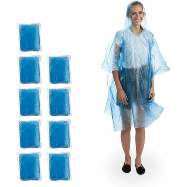 10-pack engångsregnponchos med huva för män och kvinnor Cover Polyetenhöjd