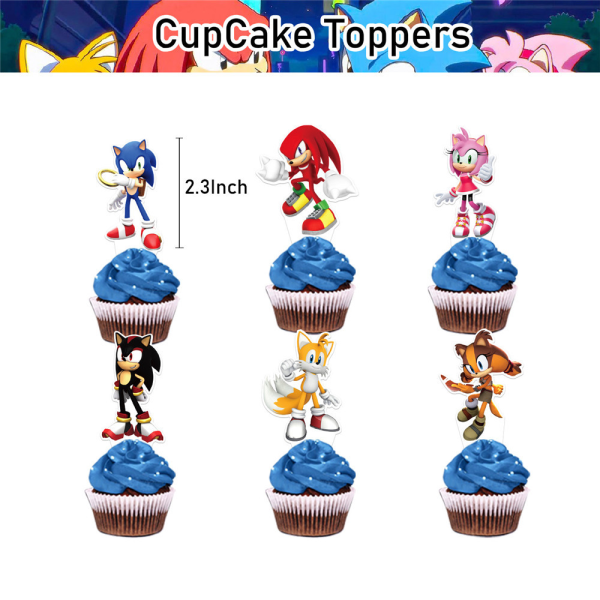 Tecknad Sonic Shadow Tails Igelkott Barnkalas Banner Toppar Ballonger Hög Kvalitet (Påsk)