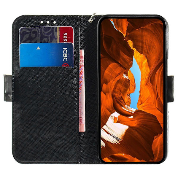 Compatible with iPhone 17 Pro Case Pattern Print Leather Wallet Phone Case with Wrist Strap Multicolo Multicolor Angry Panda