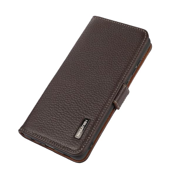 Litchi Læder Etui Kompatibelt med Samsung Galaxy A03 164mm Version Brown