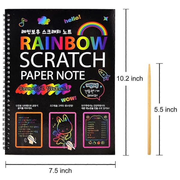 2 st Regnbåge Skrappapper Barn Konstbok Svart DIY Regnbåge Konstpapper Kort Neon Skrapbok wi