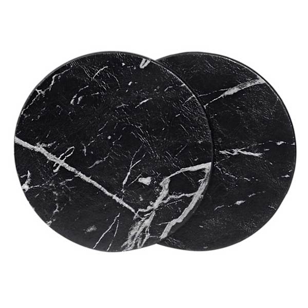 6-pak Vendbare Glasunderlag Sort Marmor PU med Holder sort black
