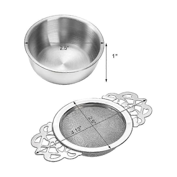 6-pak te-si med drypbakke, 6,35 cm tefiltre til løs te, rustfrit stålnet Silver