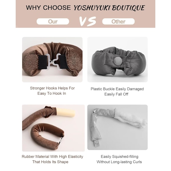 Høykvalitets nye Heatless Hair Curlers for å sove i, Ingen varme Satin Heatless Curls Overnight Curls Locks Set Jumbo Store Skum Svamp Hårruller