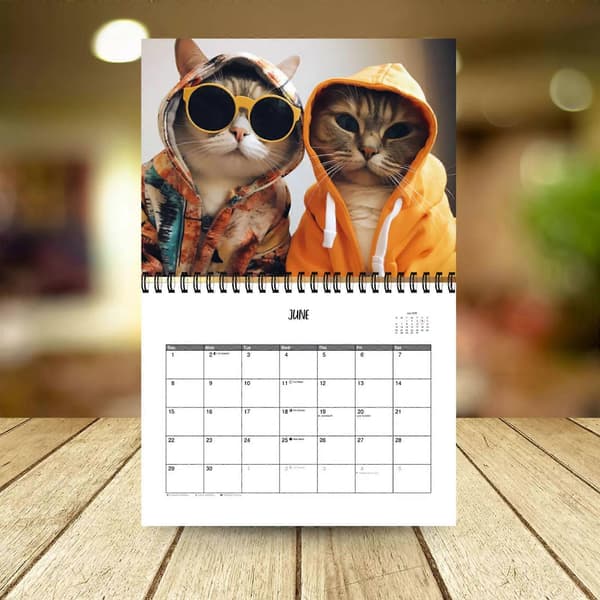 2026 Stilig Kattekalender, 12-månederskalender, Søt Kattekalender