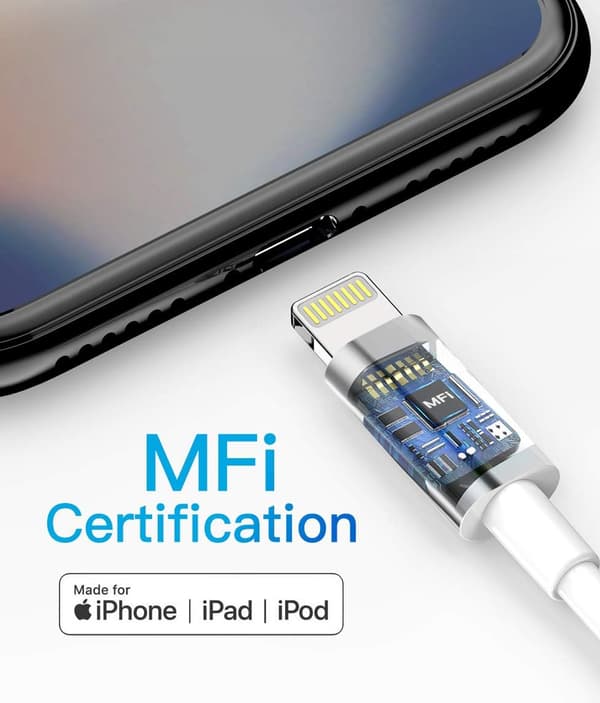 Ny 3-pakning 2m iPhone ladekabel, USB til Lightning-kabel, iPhone-kabel kompatibel med iPhone white