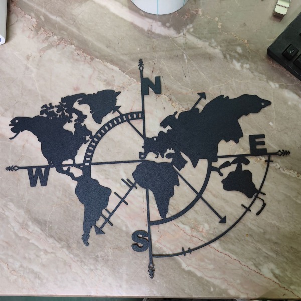 Klistermärke väggmålning carte du monde géométrique klistermärke väggmålning boussole