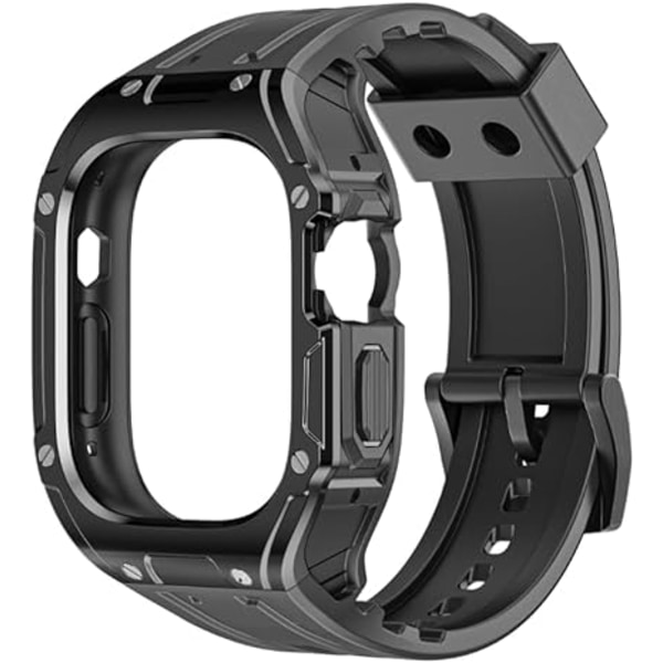 Sportsilikonband kompatibla för Apple Watch Ultra-49 mm, med case, robusta herrband, militära skyddsfodral, fallsäkra