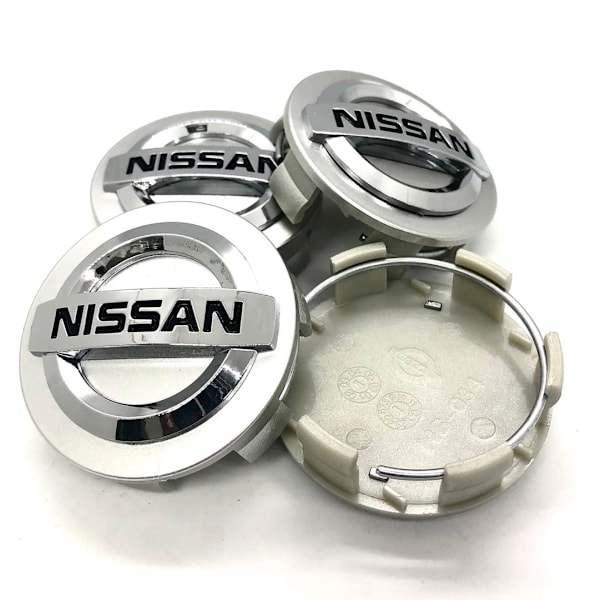 Høykvalitets ny 4-pakning - Nissan Senterkopper / Navkapsler - B 54mm - Silver