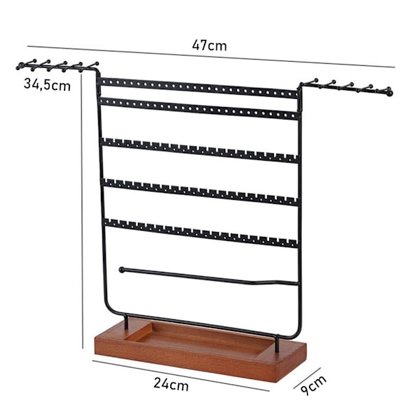 Smyckesställ smyckesställ örhängesställ, 6-vånings smyckeshållare med trälåda