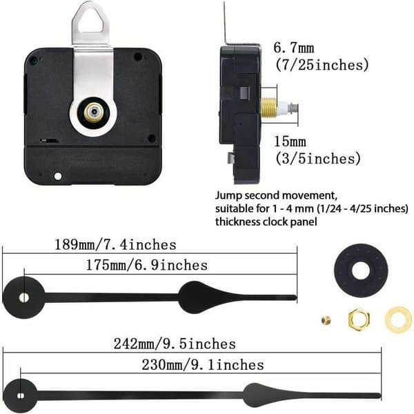 High Torque Clock Movement with Replaceable Hands Compatible with Clock Faces up to 56 cm Diameter
