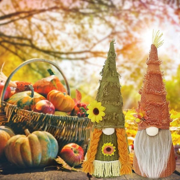Höstfest Maple Leaf Ansiktslös Tomte Docka Thanksgiving Heminredning Bondgård Trappstegsbricka-lingling} as shown