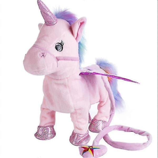 Elektrisk enhörning som går/dansar/sjunger/vickar, rosa. Pink