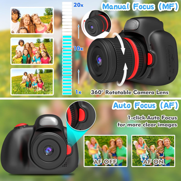 Barnens Fotokamera, 2,4 Tums Mini Digital SLR med Blixt, 48MP Selfie Foton med 32GB SD-kort, Födelsedagspresent till Barn