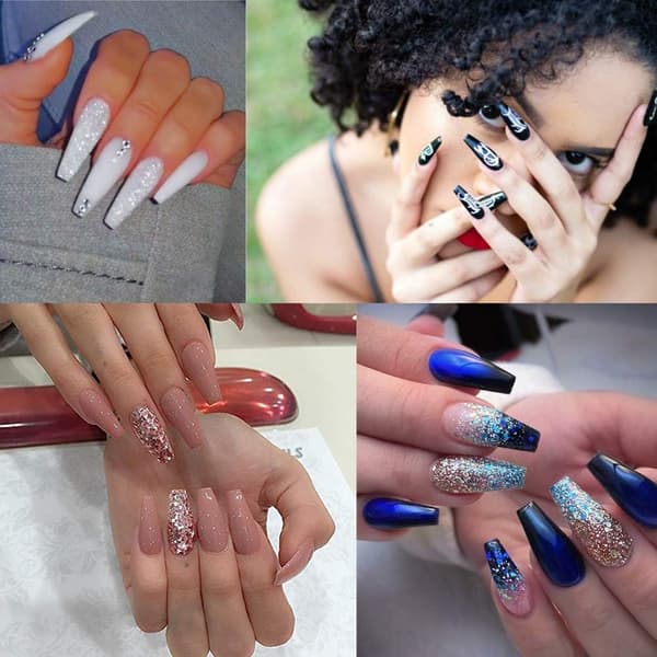 500 Pieces Clear Acrylic False Nails, Pointed Artificial Nail Tips