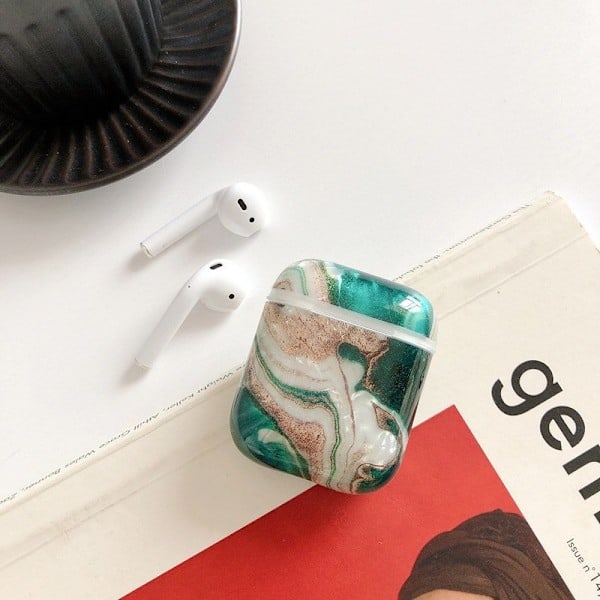 Skyddande fodral för AirPods - Grön Marmor Grön