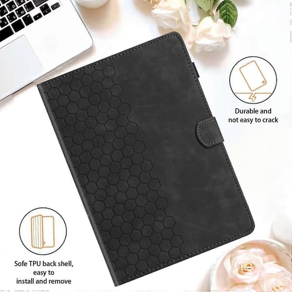 Präglat läderfodral kompatibelt med Lenovo Tab M10 Gen 3:e Black