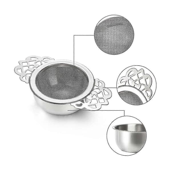6-pak te-si med drypbakke, 6,35 cm tefiltre til løs te, rustfrit stålnet Silver