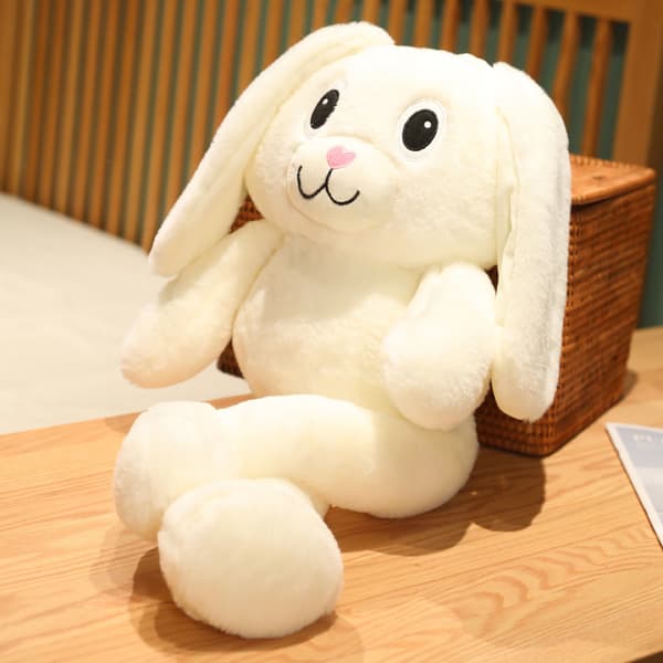 White Extendable Rabbit Plush Toy for Babies and Children.