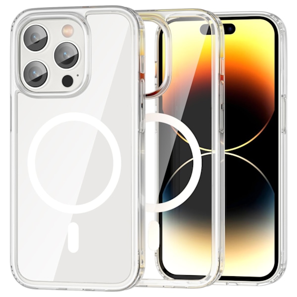 Högkvalitativt nytt ColorPop iPhone 14 Pro Skal CH MagSafe Transparent/Vit 34