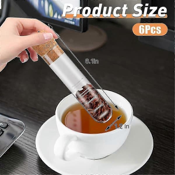 6 stk. teinfuser i glas, glassier med korklåg, genanvendelig glasdiffuser til te, klar te S