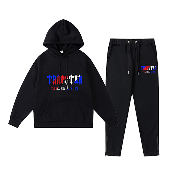 Högkvalitativ ny Trapst Tiger Head Print Hooded Plysch Tröja Mode Gradient Letter Casual Sport Set Print 05- Svart Print 05- Black M