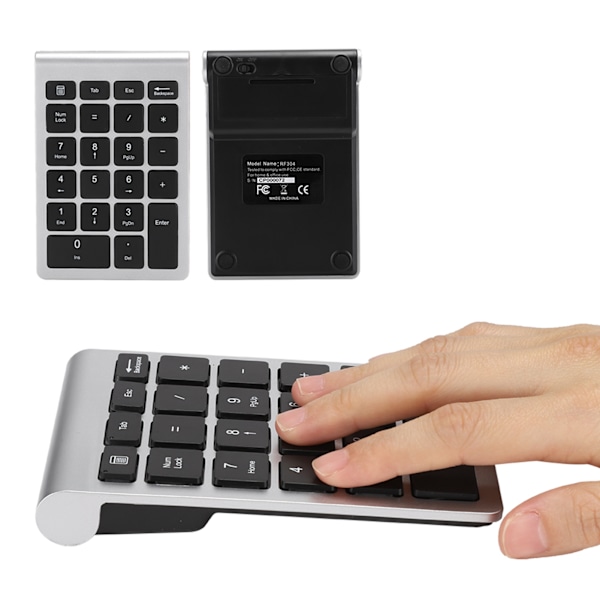 Erikoistarjous! Laadukas uusi RF304 22 näppäimen numeronäppäimistö USB 2.4G langaton mini-näppäimistö vastaanottimella, hopea musta