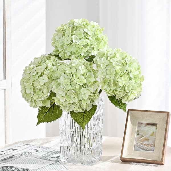 4-pack 21-tums Hydrangea Konstblommor, Realistiska Latexblommor för Heminredning Bröllopskransar (grön) grön 4pcs