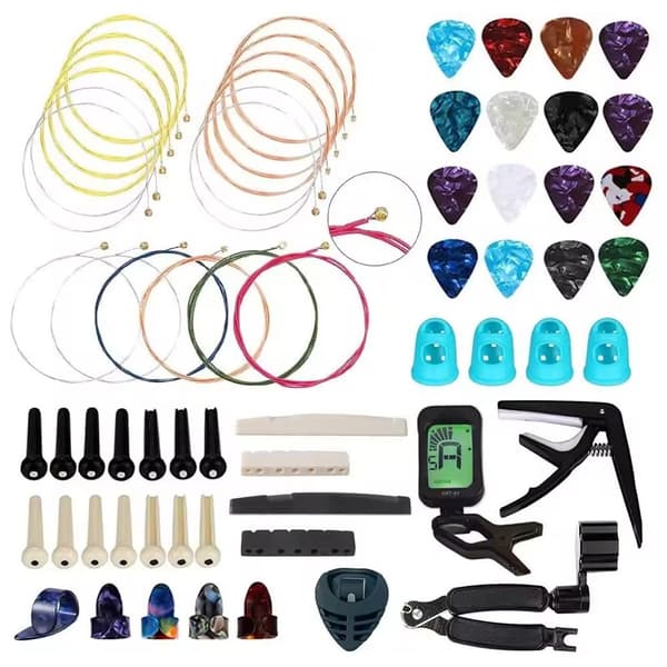 65-delars Gitarrtillbehör Akustisk Elgitarr Strängar Plektrum Stränglindare mm Svart black