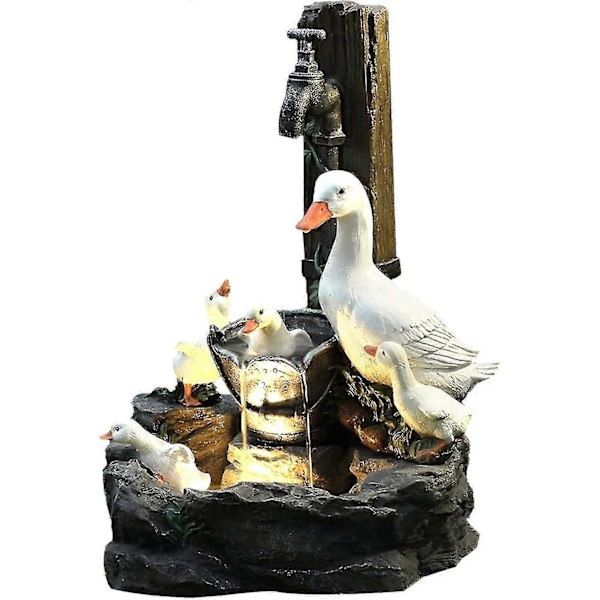 Højkvalitets ny solcelledrevet springvand med familie i resin, springvandsstatue, havedekorationsspringvand udendørs baggårdsdekoration
