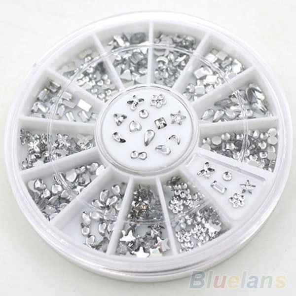 Chic Star Flower Heart Rhinestone Manikyr Nail Art Dekal Tips Glitters Stickers