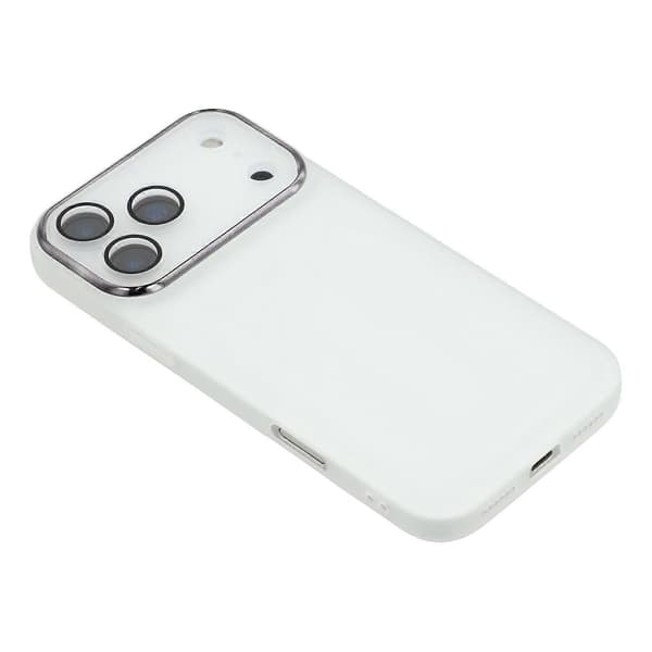 Compatible with iPhone 17 Pro Max Case Electroplated Camera Frame TPU Phone Cover Transparent Transparent White