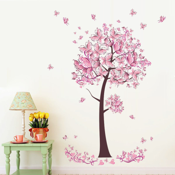 Papier Peint- Revetement Mural 2 delar autocollant väggmålning grand arbre fleur de cerisier