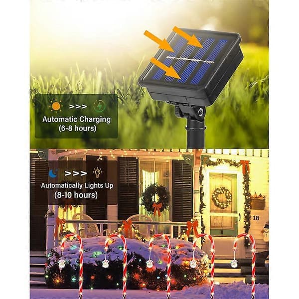 Julepynt Slikkepindelys, 84LED Solar Julelys Udendørs Vandtæt-lingling} 6pcs