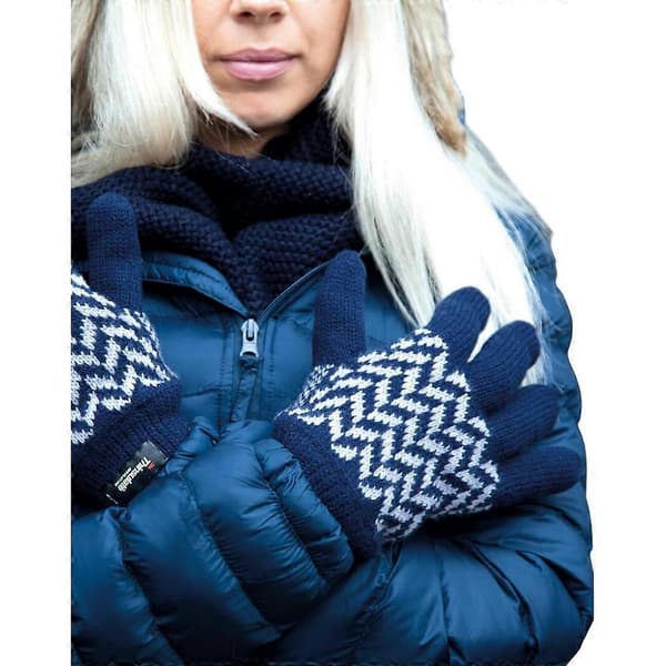 Thinsulate Mønstrede Hansker-lingling} Navy/Grey L-XL