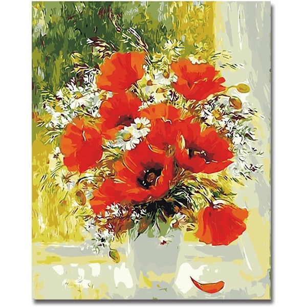 Høykvalitets nytt rammeløst malesett med pensler og akrylmaling for voksne, barn, seniorer, nybegynnere - Appelsinblomster 40*50 cm