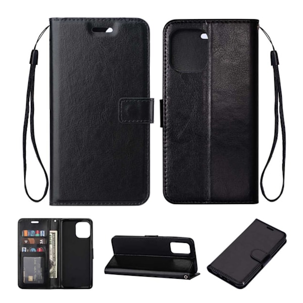 Højkvalitets ny stil iPhone 13 Pro Max Wallet Case Sort Læder Etui sort black